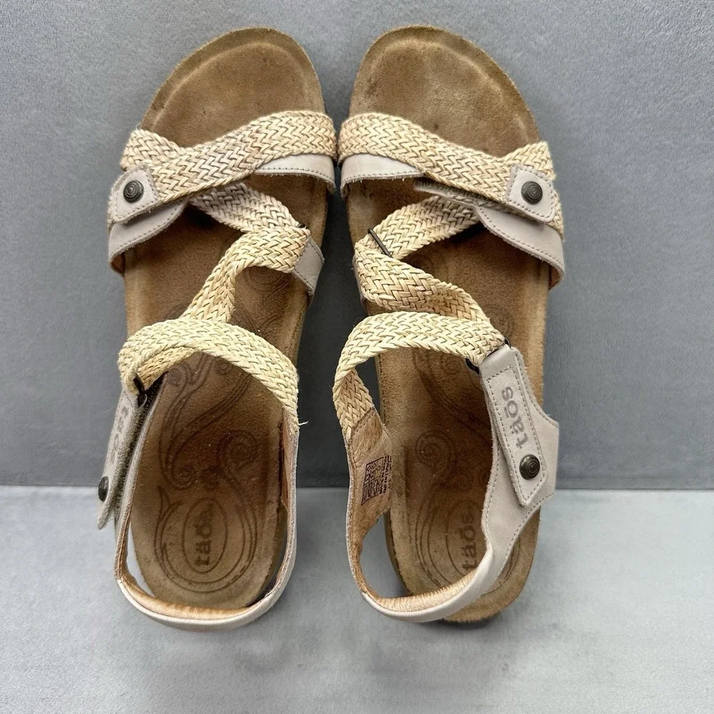 TAOS Trulie Womens Size 11-11.5 / EU 42 Sandals Strappy Stone Leather Cork Wedge